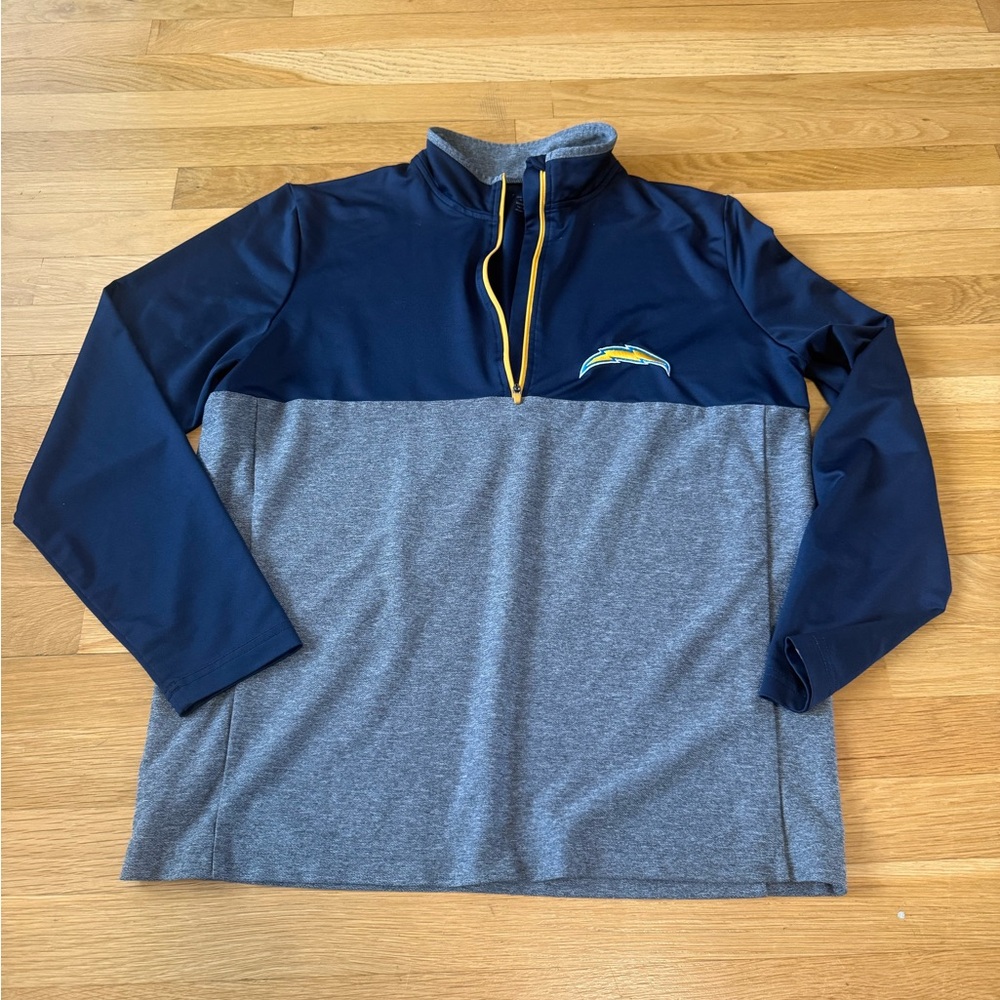 Los Angeles Chargers Antigua 1/4 Zip Pullover Jacket - Men's Medium - Blue/Gray - Picture 1 of 7